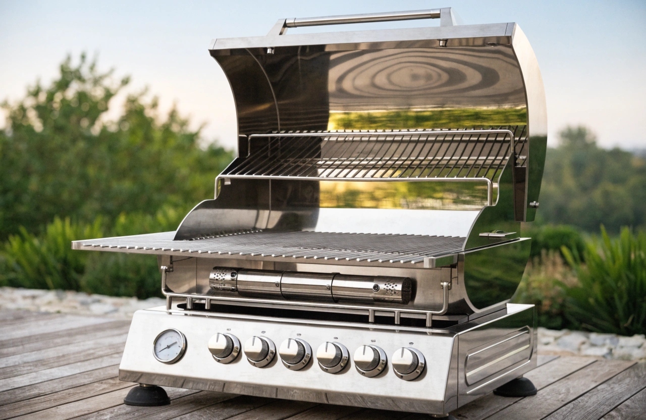 a-professionally-cleaned-gas-bbq-with-the-hood-ope Clean gas BBQ hood interior after professional deep cleaning service in Newcastle