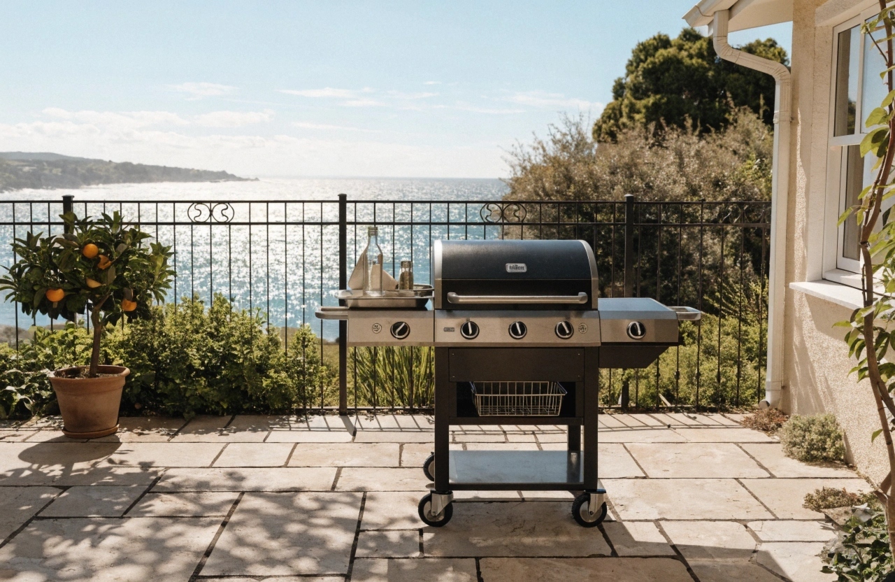 Weber BBQ in Newcastle coastal backyard ready for weekend cookup