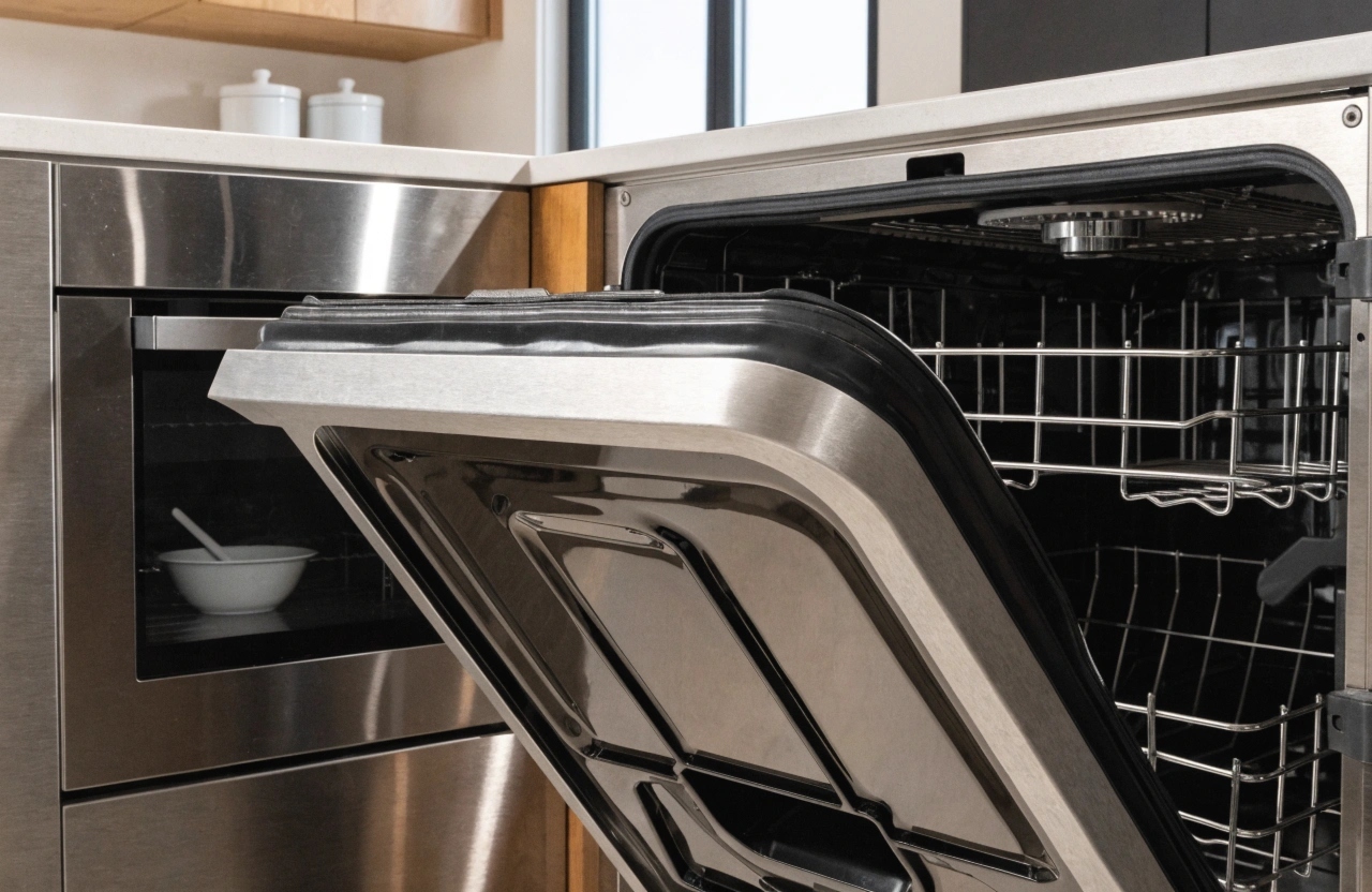 Clean dishwasher door seal after professional decontamination service Newcastle