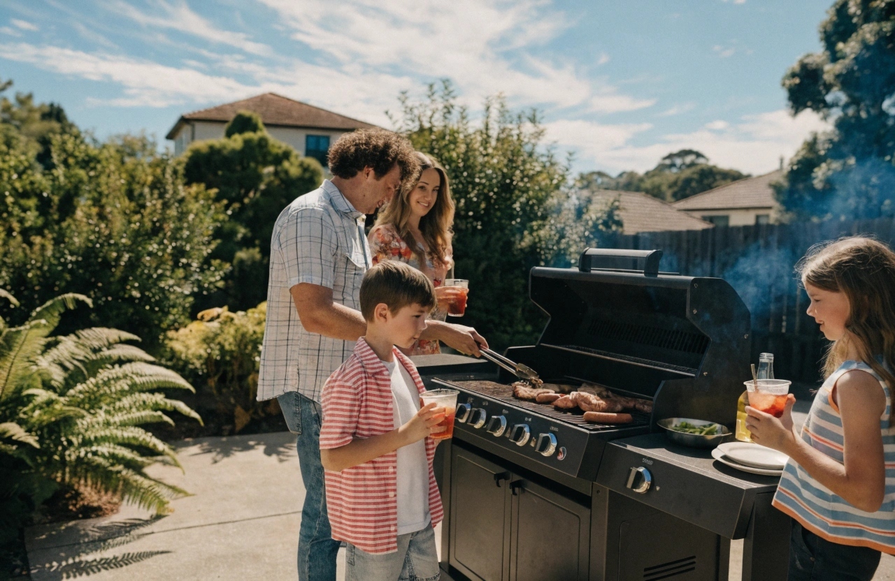Maitland family enjoying a backyard BBQ on a summer afternoon