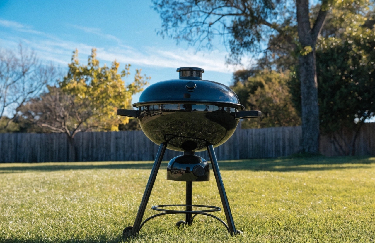 a-gleaming--freshly-cleaned-charcoal-bbq-kettle-si Charcoal kettle BBQ after professional cleaning with restored bowl interior and clean cooking grates